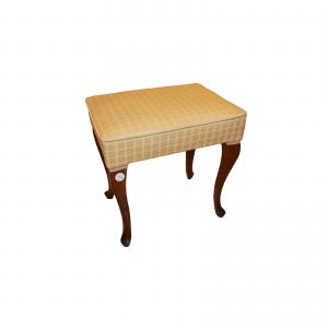 Late 1800s French stool in walnut wood with white fabric